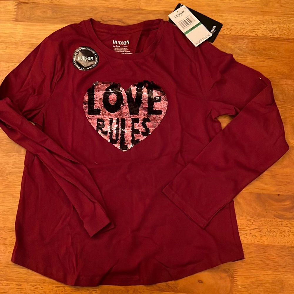 2 girls Hudson Kids love rules shirt B